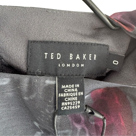 Ted Baker Tatya Puff Floral Sleeve Mini Dress 0 Black - Picture 9 of 10